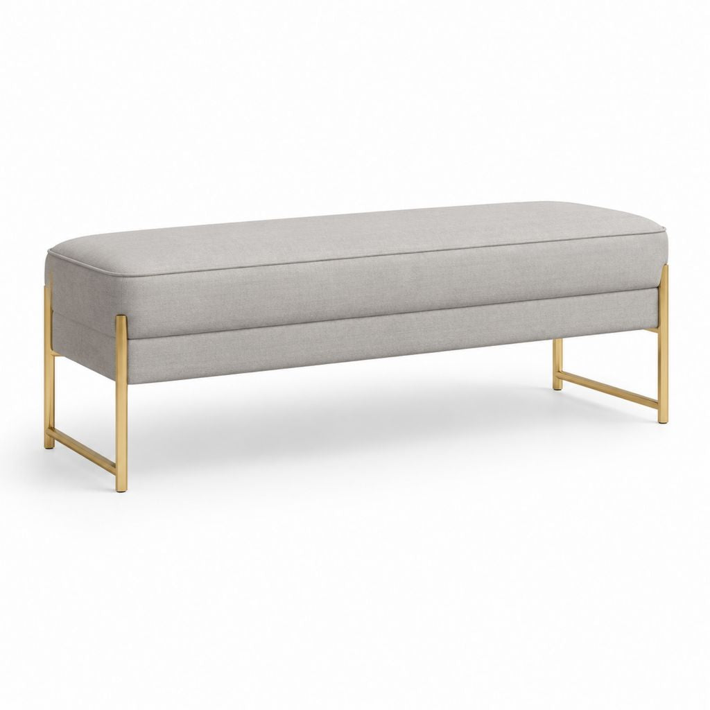 Bettbank gepolstert Hellgrau Polyester Stahl rechteckig 120 x 40 x 45 cm