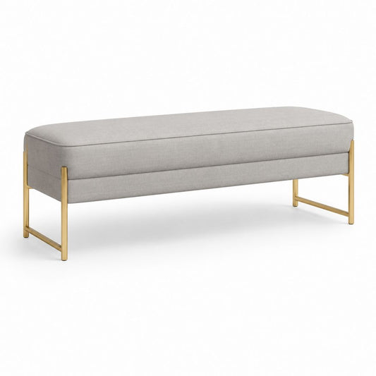 Bettbank gepolstert Hellgrau Polyester Stahl rechteckig 120 x 40 x 45 cm