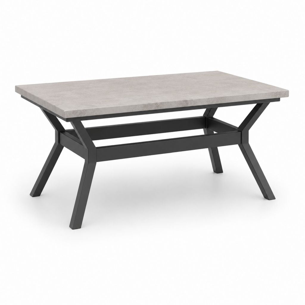 Couchtisch Grau Schwarz MDF Betonoptik Rechteckig 110 x 60 x 45 cm