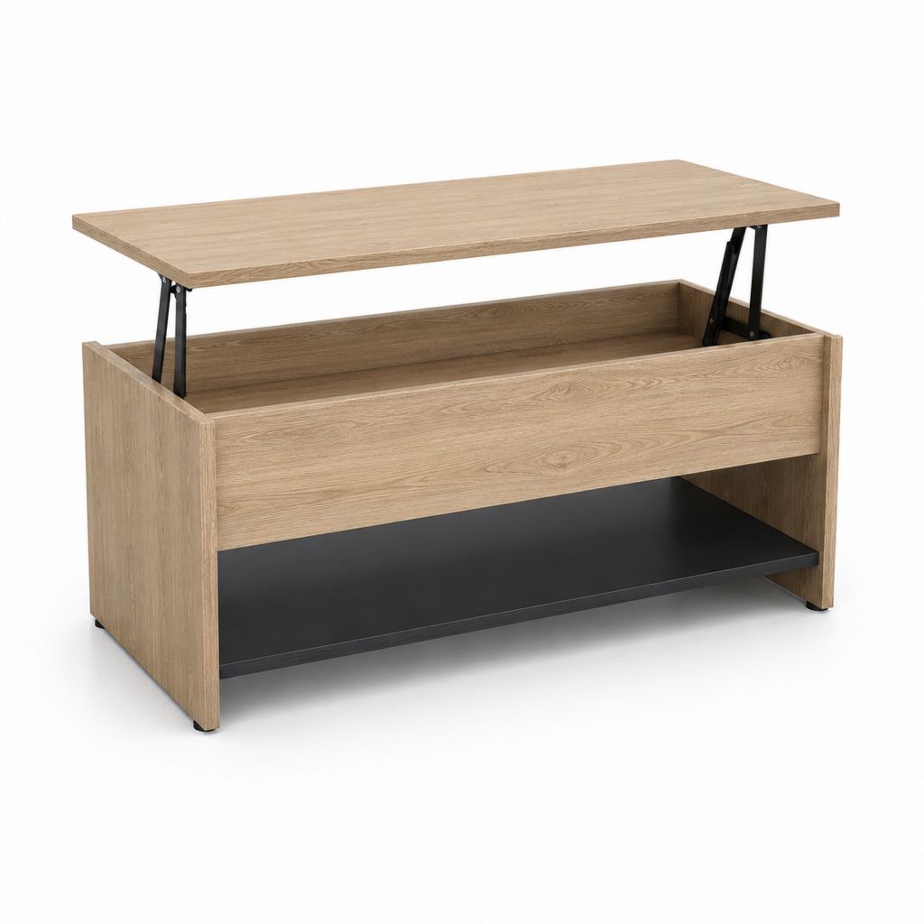 Couchtisch mit hochklappbarer Tischplatte Eichefarben Spanplatte Rechteckig 100 x 50 x 45 cm