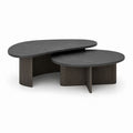 Couchtisch Set 2-teilig Schwarzbraun MDF in Marmoroptik oval 120 x 60 x 42 cm und 90 x 55 x 32 cm