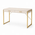 Schreibtisch mit 2 Schubladen Cremeweiß Gold Stahl MDF rechteckig 120 x 60 x 76 cm