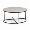 Runder Couchtisch Grau Schwarz mit MDF Tischplatte und Stahlgestell Ø 80 x 45 cm