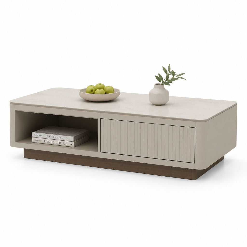 Couchtisch Beige MDF mit Melaminoberfläche Rechteckig 120 x 60 x 40 cm mit Stauraum