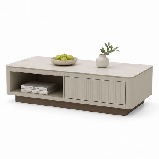 Couchtisch Beige MDF mit Melaminoberfläche Rechteckig 120 x 60 x 40 cm mit Stauraum