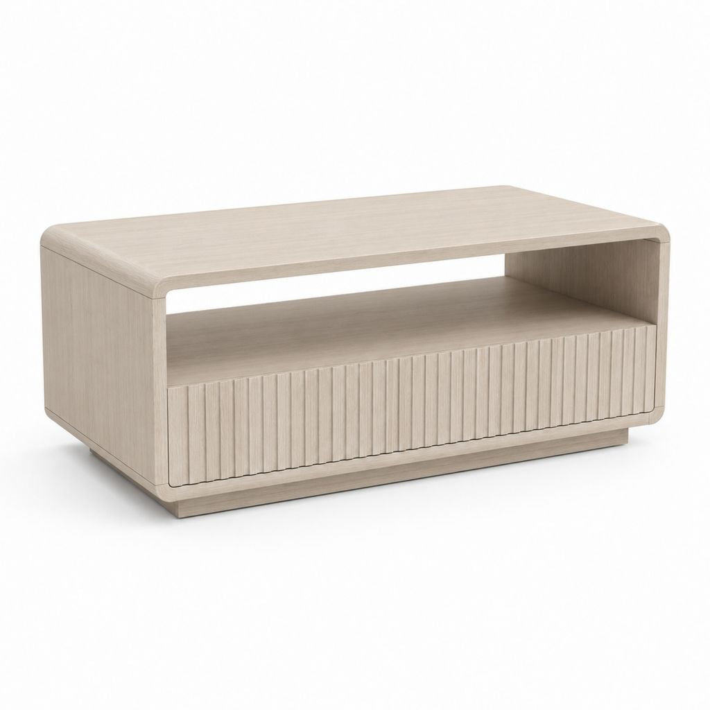 Couchtisch Eiche hell MDF rechteckig mit Schublade und Ablagefach 100 x 60 x 40 cm