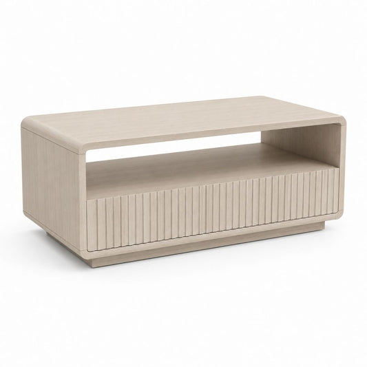 Couchtisch Eiche hell MDF rechteckig mit Schublade und Ablagefach 100 x 60 x 40 cm