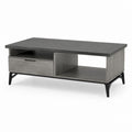 Couchtisch Grau aus Spanplatte mit Melaminharzbeschichtung rechteckig 110 x 60 x 45 cm mit Schublade und offenen Fächern