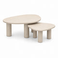Couchtisch-Set 2-teilig Hellbeige MDF in organischer Form 120 x 70 x 40 cm und 90 x 55 x 32 cm