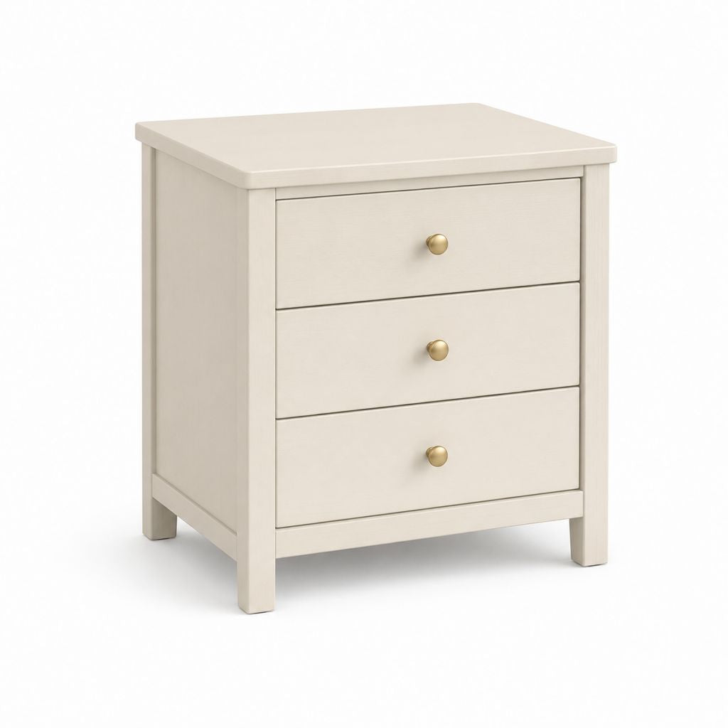 Nachttisch mit 3 Schubladen Creme MDF rechteckig 50 x 40 x 65 cm