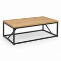 Couchtisch Eichefarben MDF mit Eichenfurnier Rechteckig 110 x 60 x 45 cm Schwarz Stahlgestell
