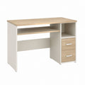 Schreibtisch mit 2 Schubladen Weiß Eiche-Optik Spanplatte rechteckig 100 x 50 x 75 cm