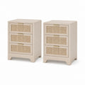 2er Set Nachttische Beige MDF mit Rattangeflecht 45 x 35 x 65 cm