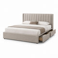 Stauraumbett Polsterbett Beige Polyester Rechteckig 160 x 200 cm mit 2 Schubladen